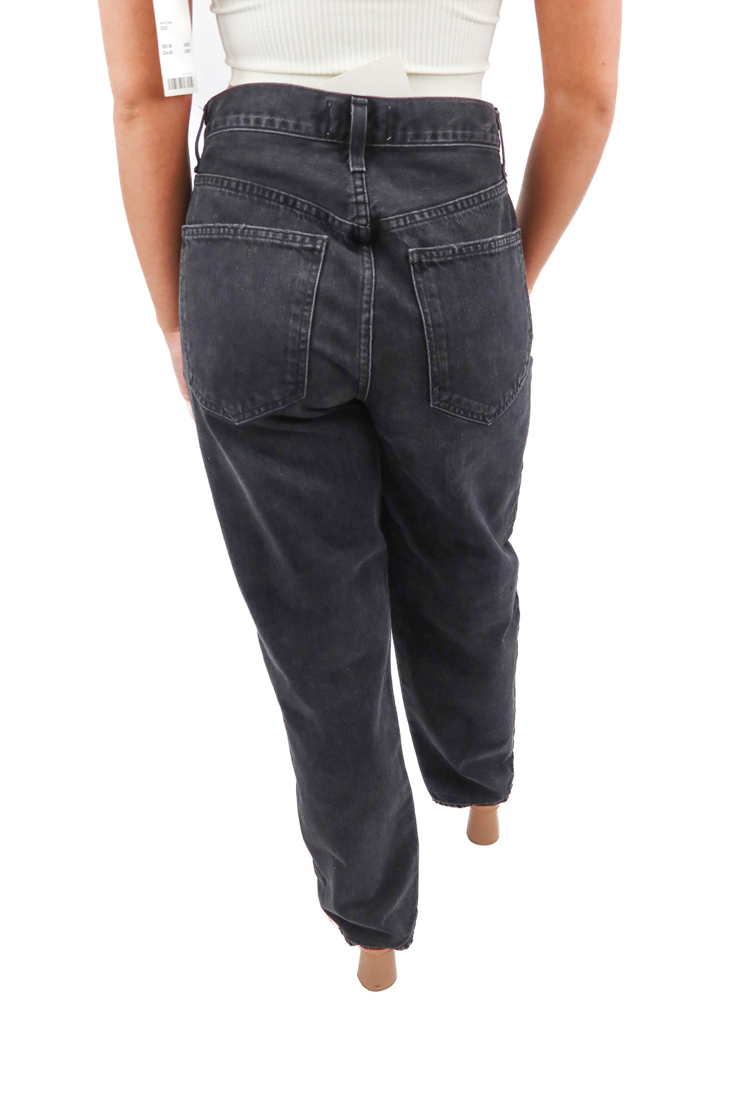 Agolde black criss cross straight leg jeans (26)