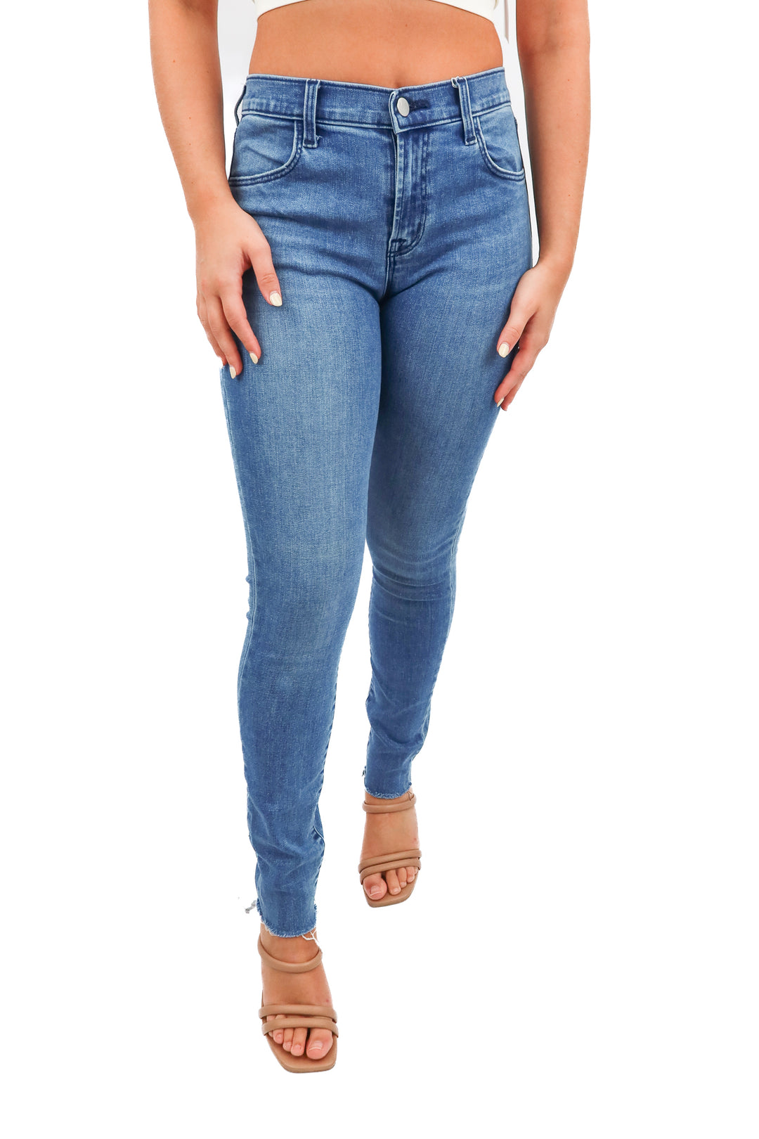 J Brand light wash raw hem skinny jeans (26)