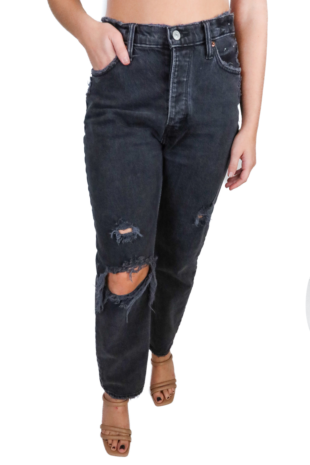 abercrombie black "the dad" high rise jeans (27/4r)