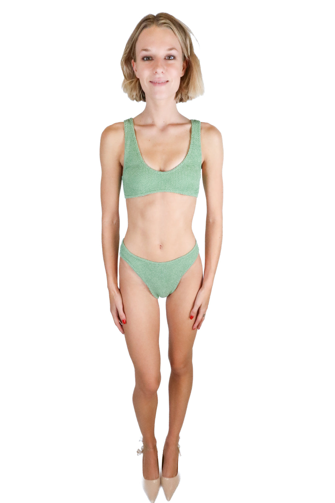 asos green textured one size bikini (o/s) NWOT