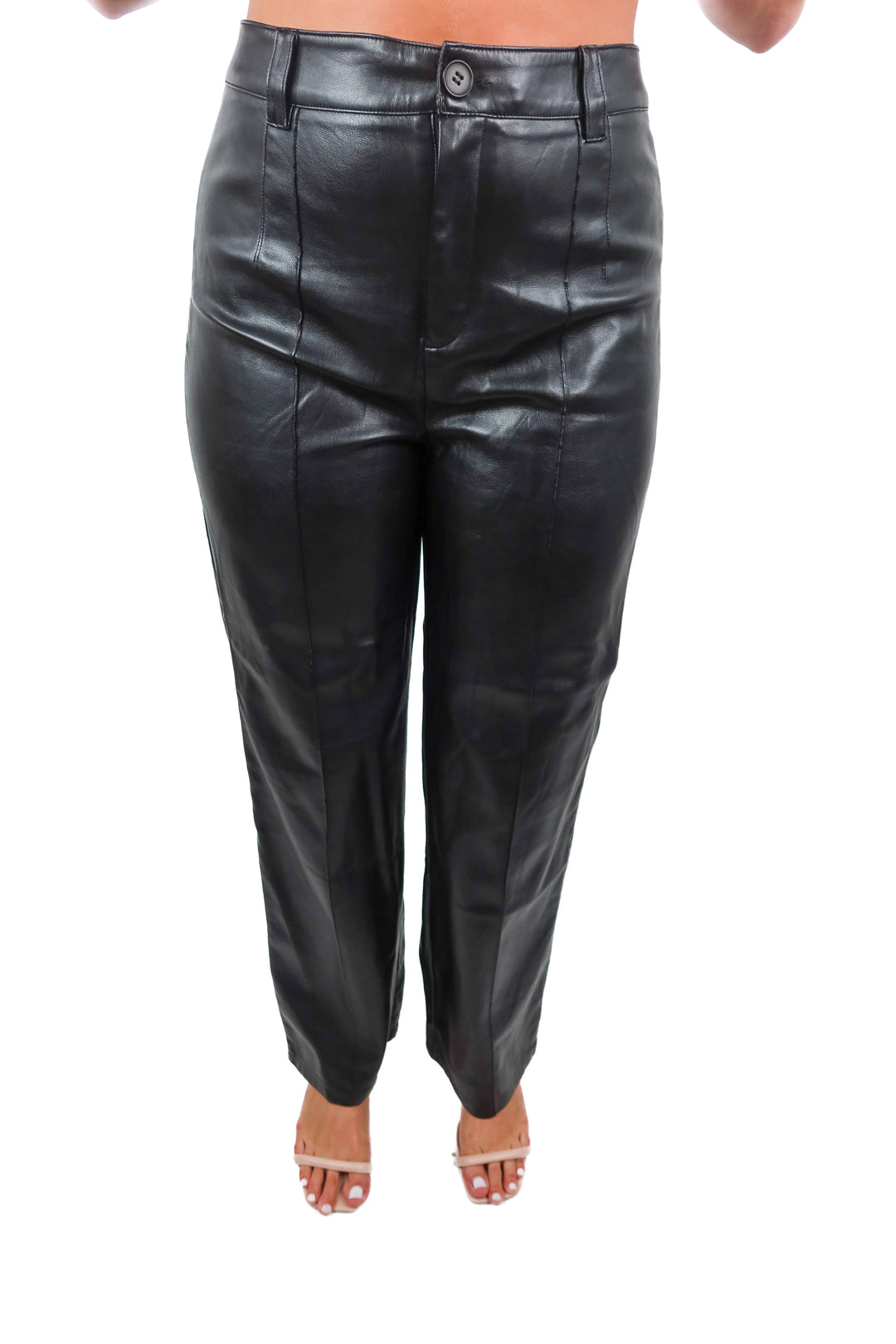 lulus black vegan leather pants (L)