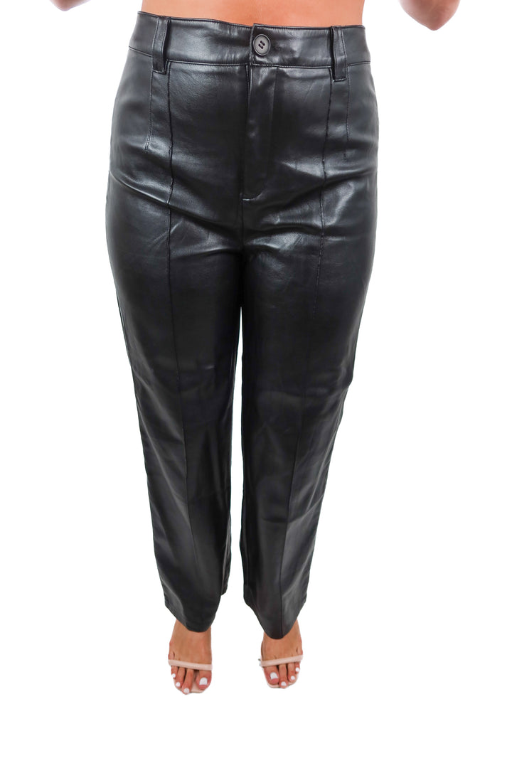 lulus black vegan leather pants (L)