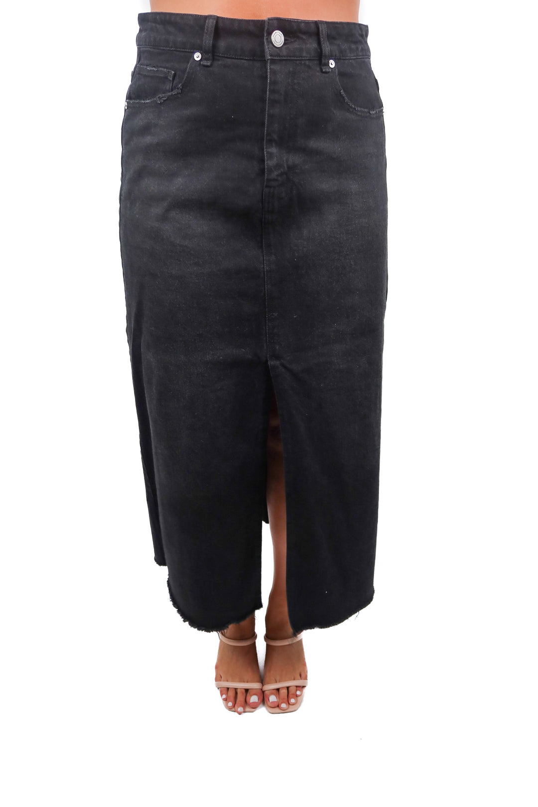 habitual black denim midi skirt (10)