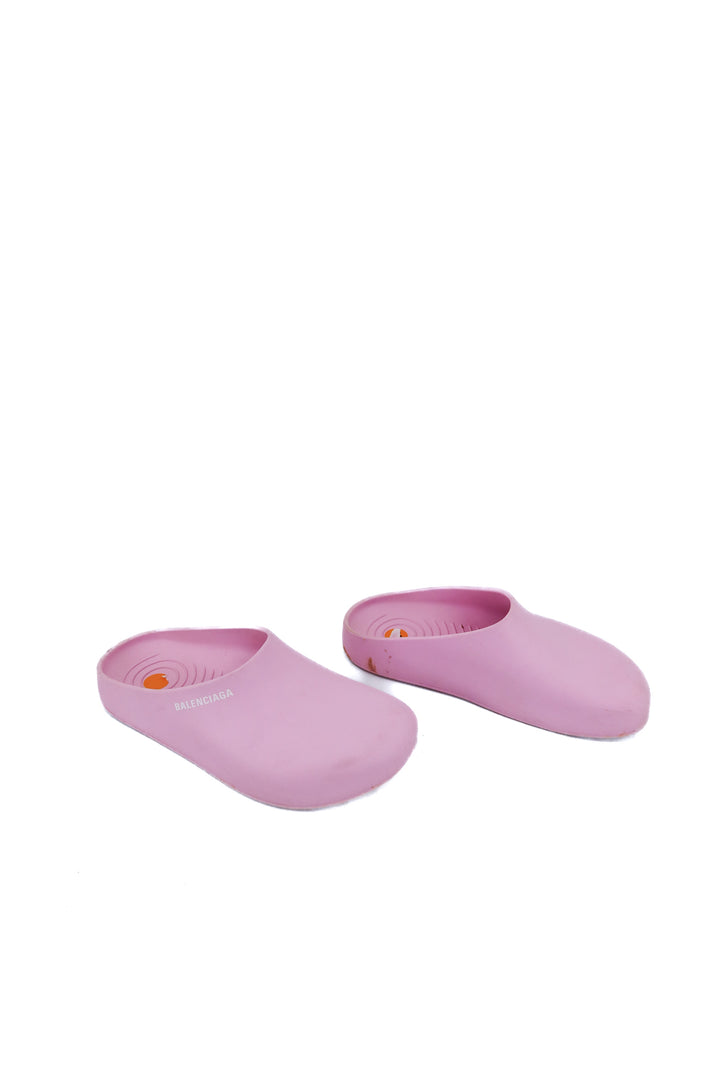 balenciaga pink rubber clogs (36/ US6; retail $695)
