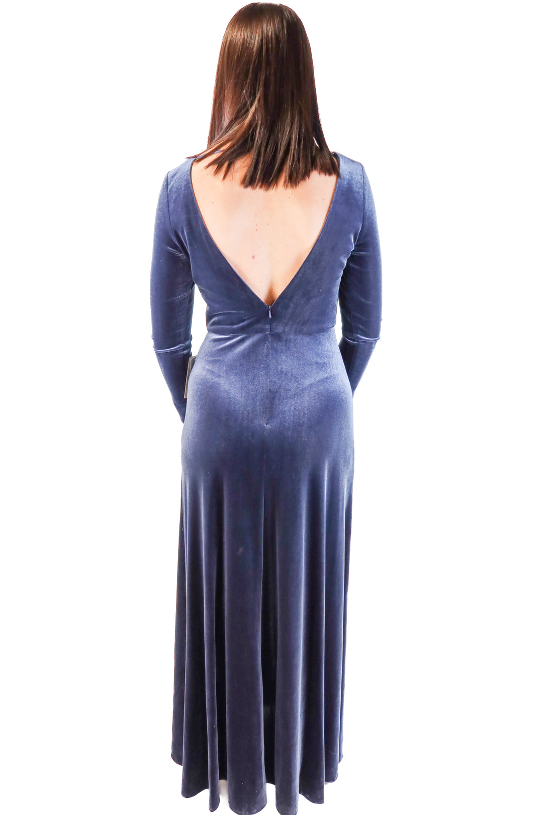 Jenny Yoo French Blue Stretch Velvet Dress NWT (6; retail $295)