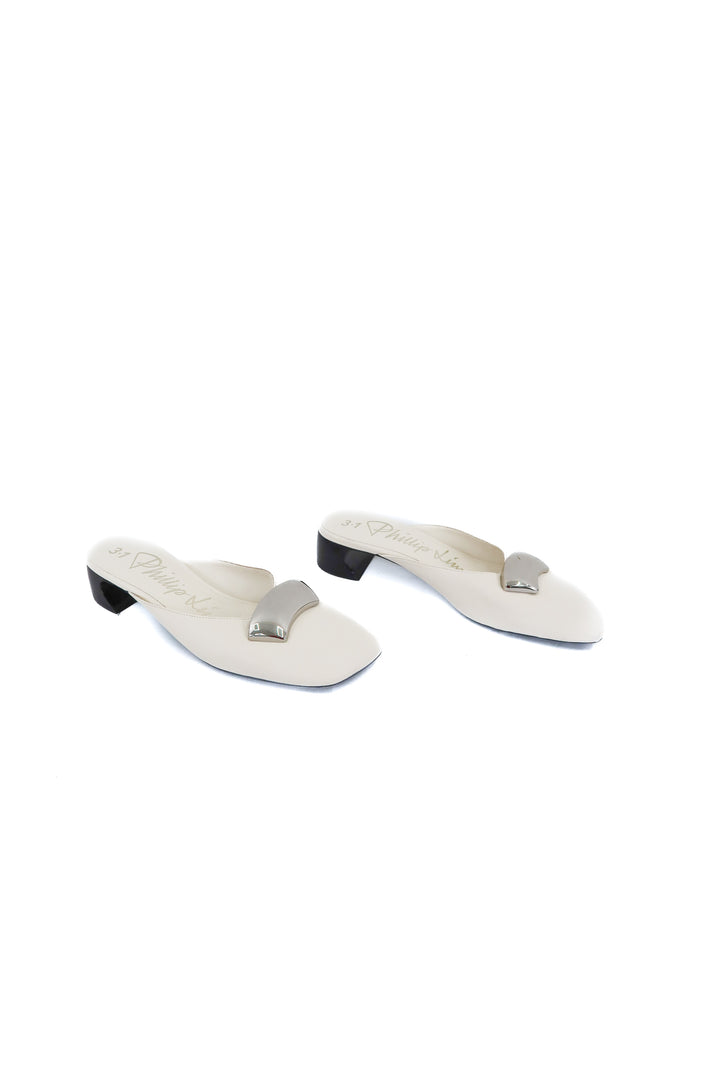 Phillip Lim white and silver flats (38; retail $395)