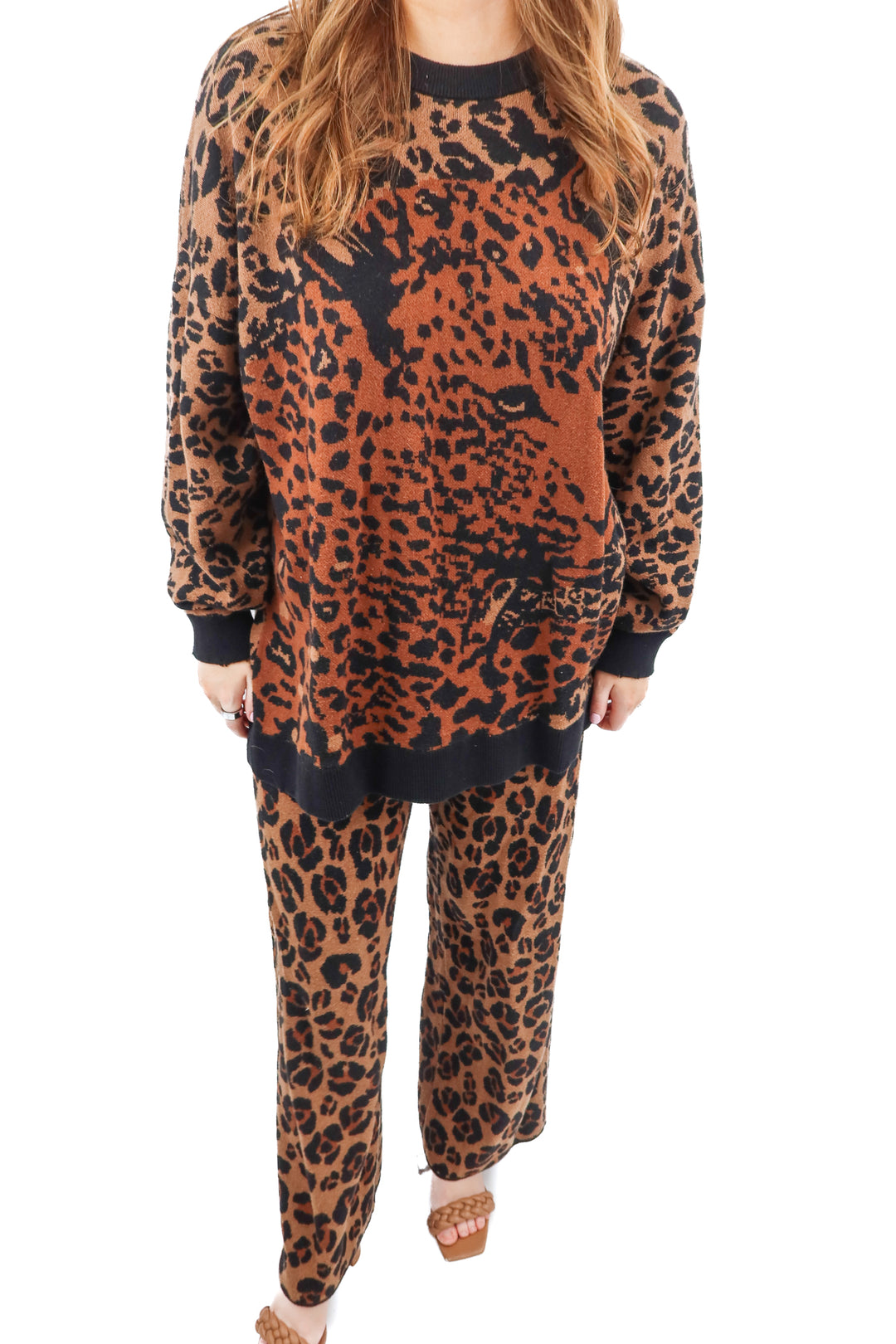 show me your mumu cheetah knit set (m; retail $258)