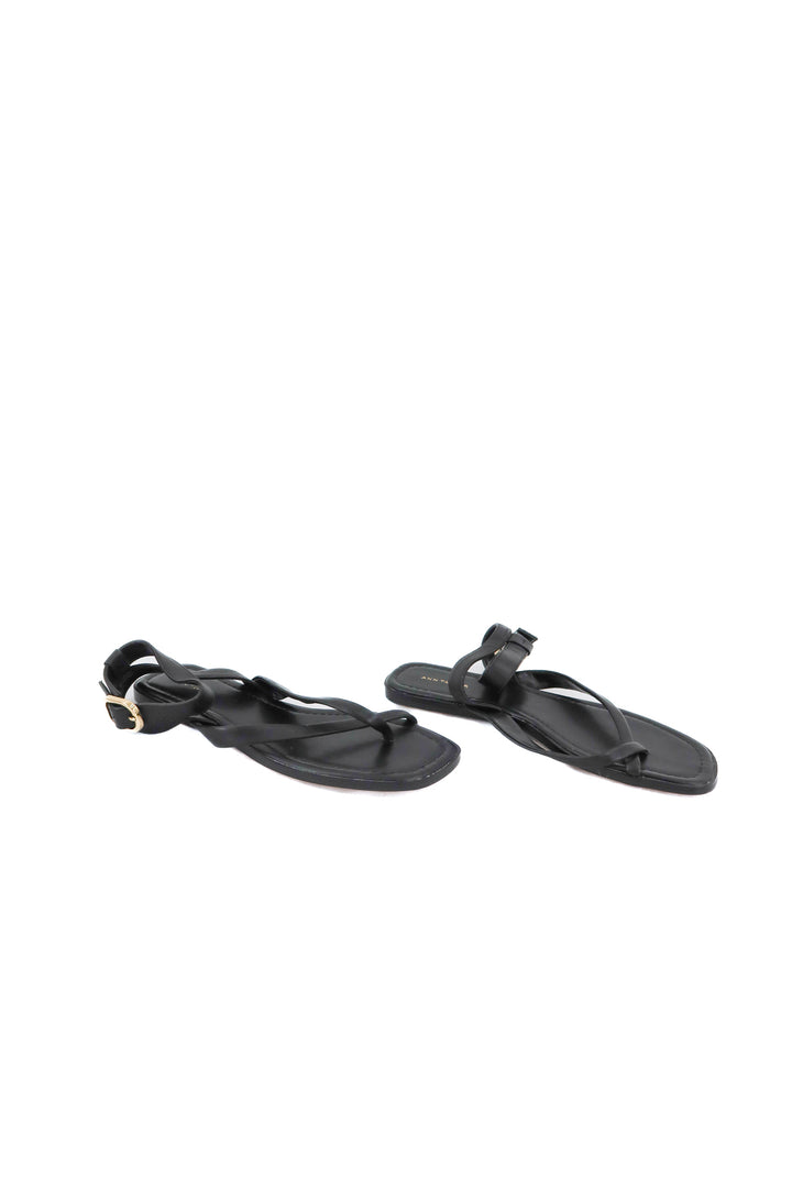 ann taylor black leather sandals NWOB (7.5; retail $138)