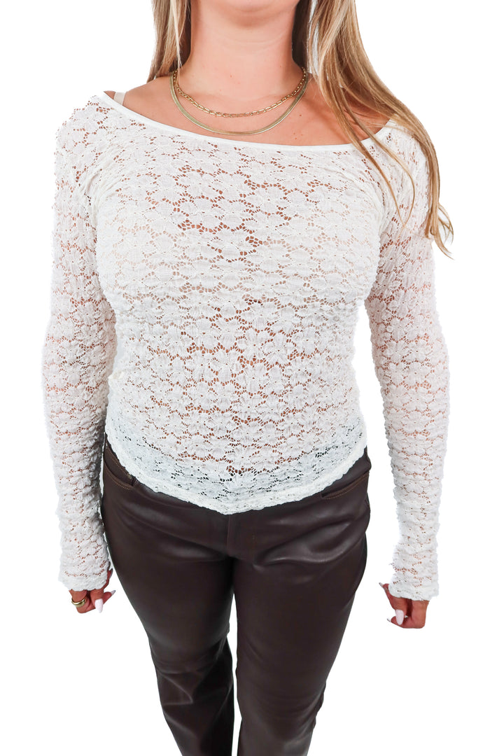 Mango sheer white top (M)