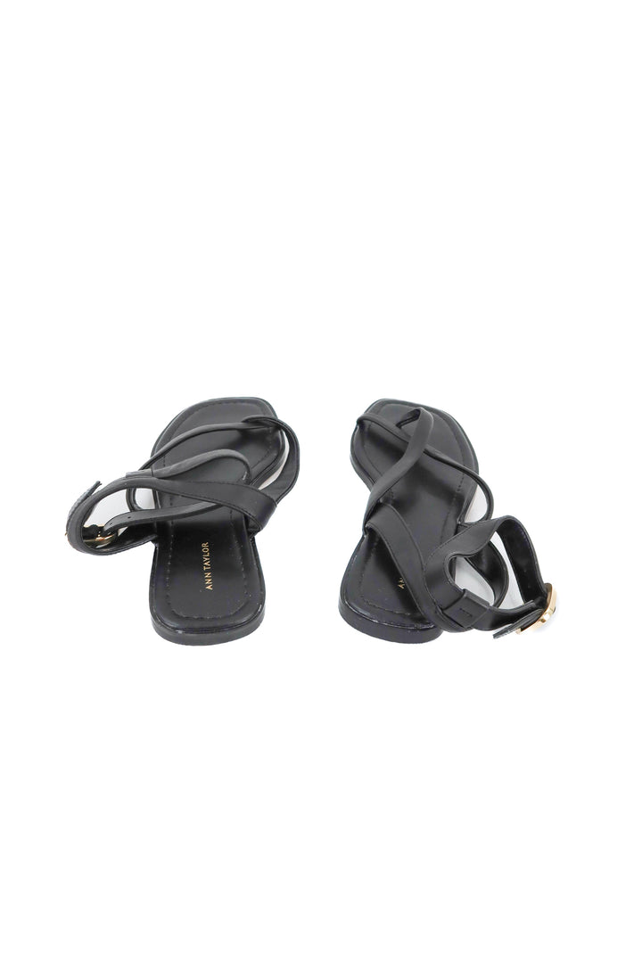 ann taylor black leather sandals NWOB (7.5; retail $138)