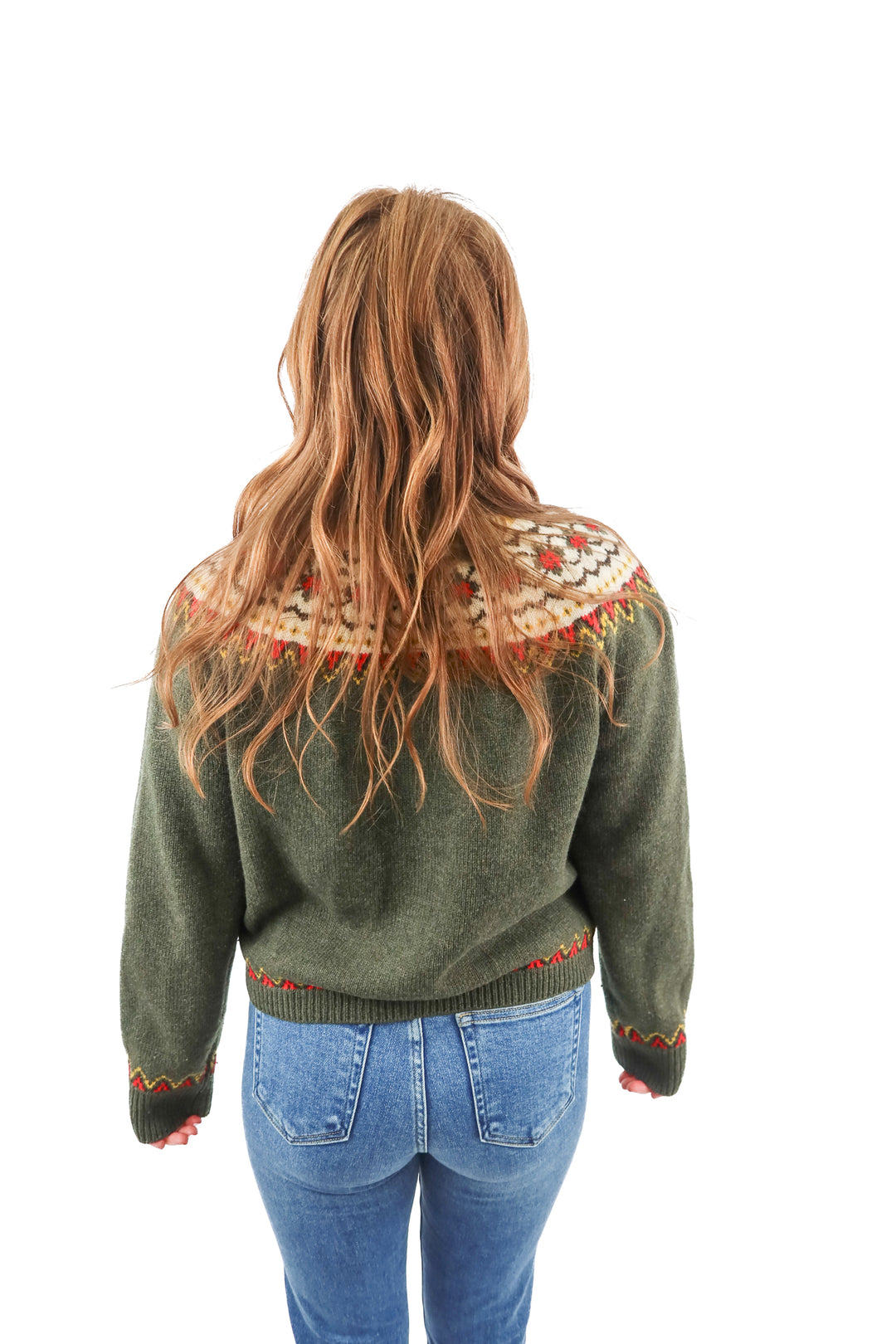 alex mill green winter cardigan (s; retail $225)