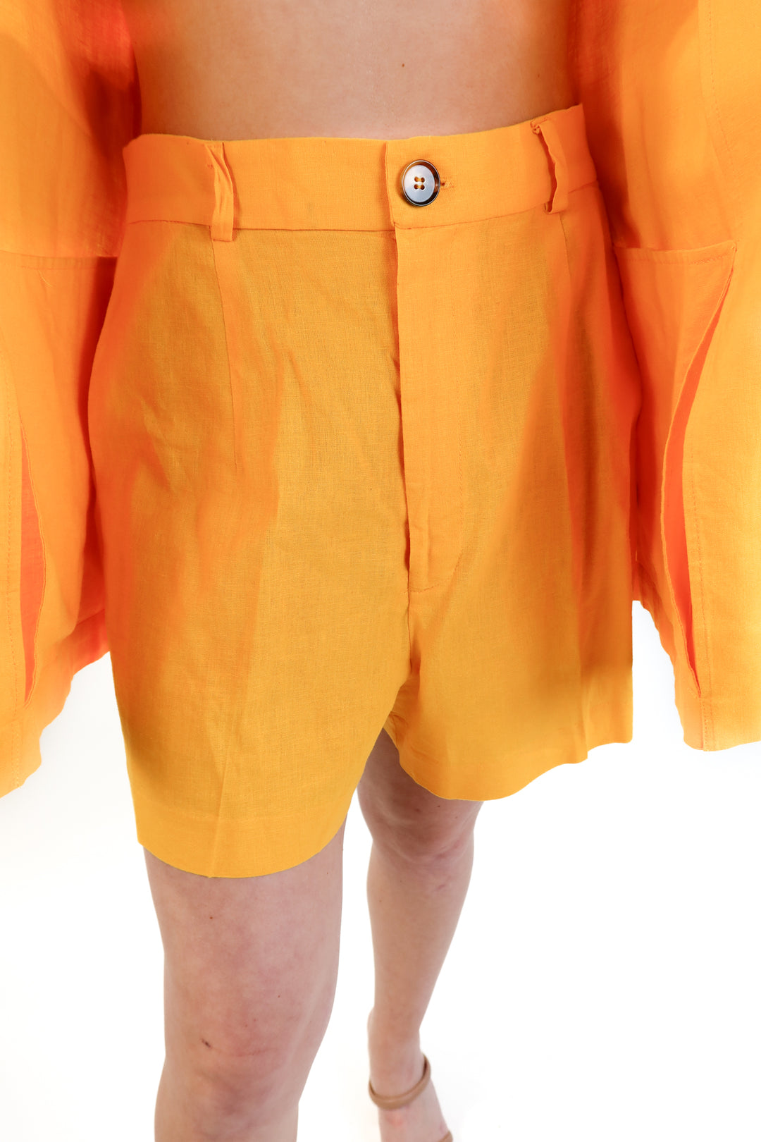 Show Me Your Mumu Marigold Linen Blend Set (S top/ M short; retails for $296)