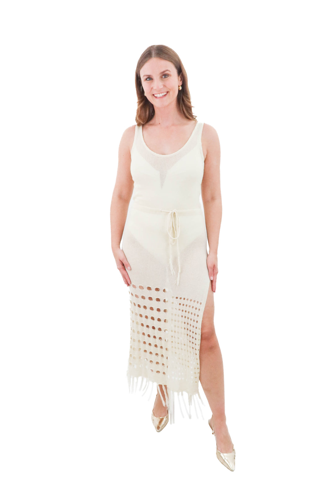 vici ivory fringe dress (m)