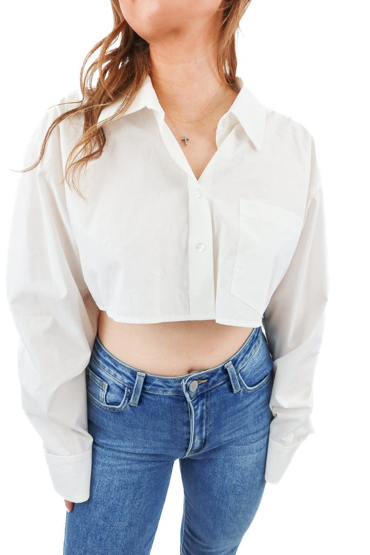 alexander wang white cropped button up (s; retail $395)