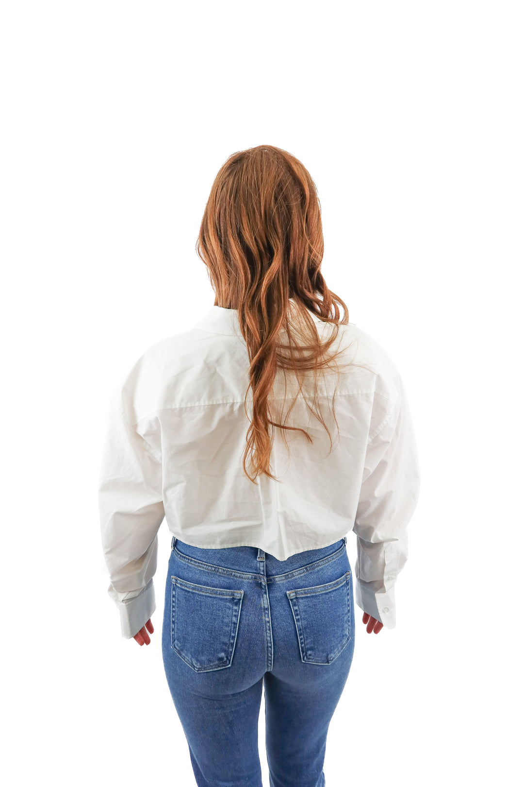 alexander wang white cropped button up (s; retail $395)