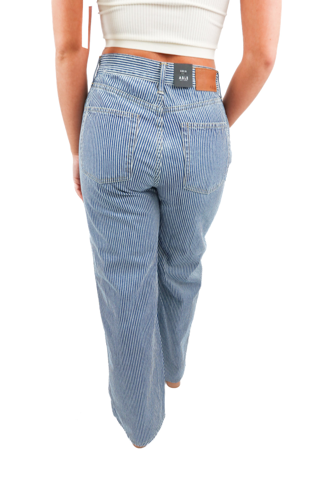 able striped wide leg jeans NWT (26; retail $168)