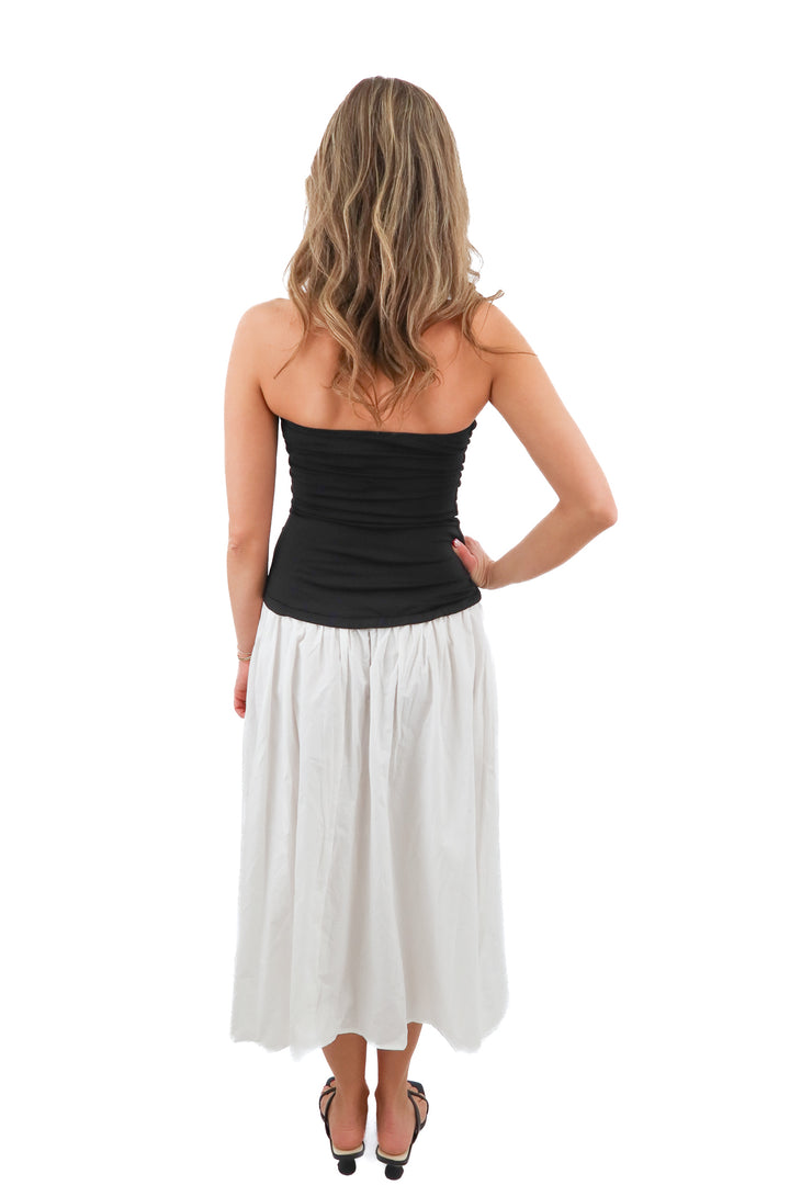 cupshe x kelsey anderson black/white strapless dress NWT (XS; retail $35)