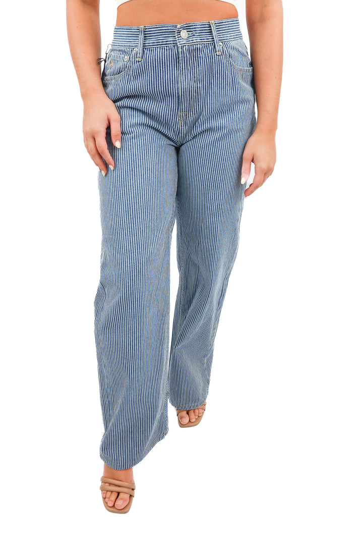 able striped wide leg jeans NWT (26; retail $168)