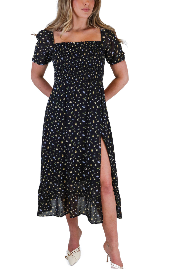 Reformation black floral midi dress (S; retail $278)