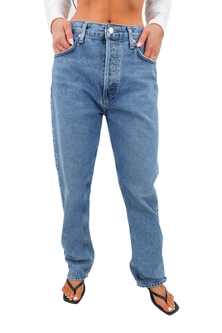 Agolde straight leg, denim (28; retail $218)