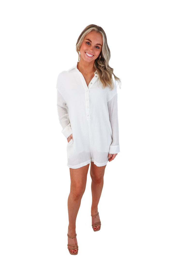 12th tribe white plisse romper (xs; retail $74)