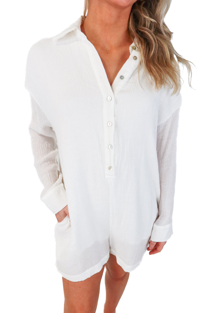 12th tribe white plisse romper (xs; retail $74)