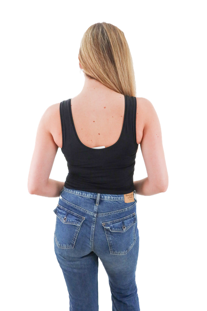 spanx black round neck tank (s; retail $68)