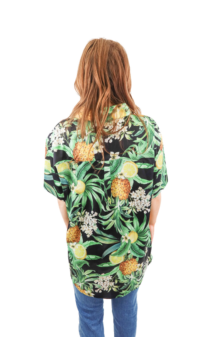 Show Me Your Mumu pineapple print satin blouse (L & XL)