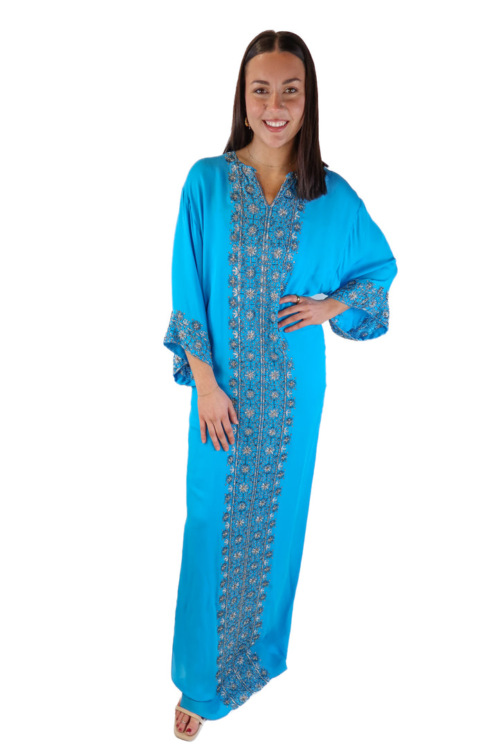 Oscar de la Renta Silk Bejeweled Caftan (M; retail $4,000+)