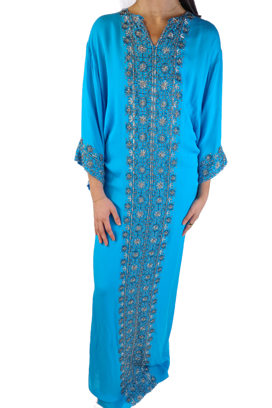 Oscar de la Renta Silk Bejeweled Caftan (M; retail $4,000+)