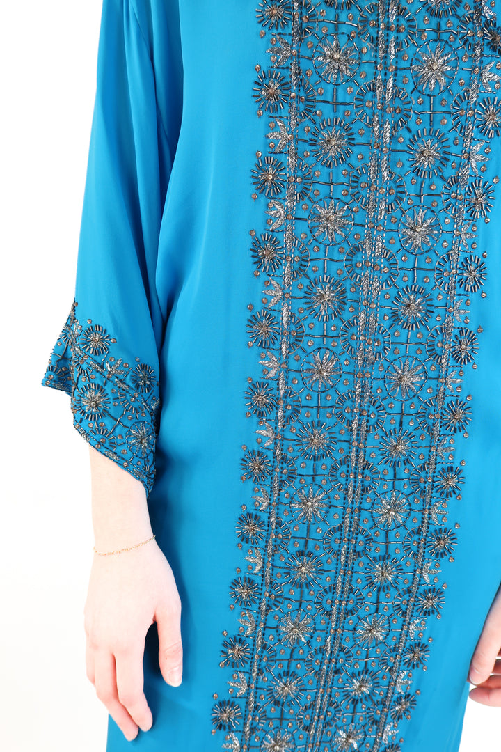 Oscar de la Renta Silk Bejeweled Caftan (M; retail $4,000+)