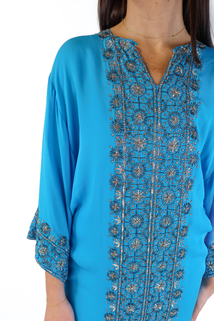 Oscar de la Renta Silk Bejeweled Caftan (M; retail $4,000+)