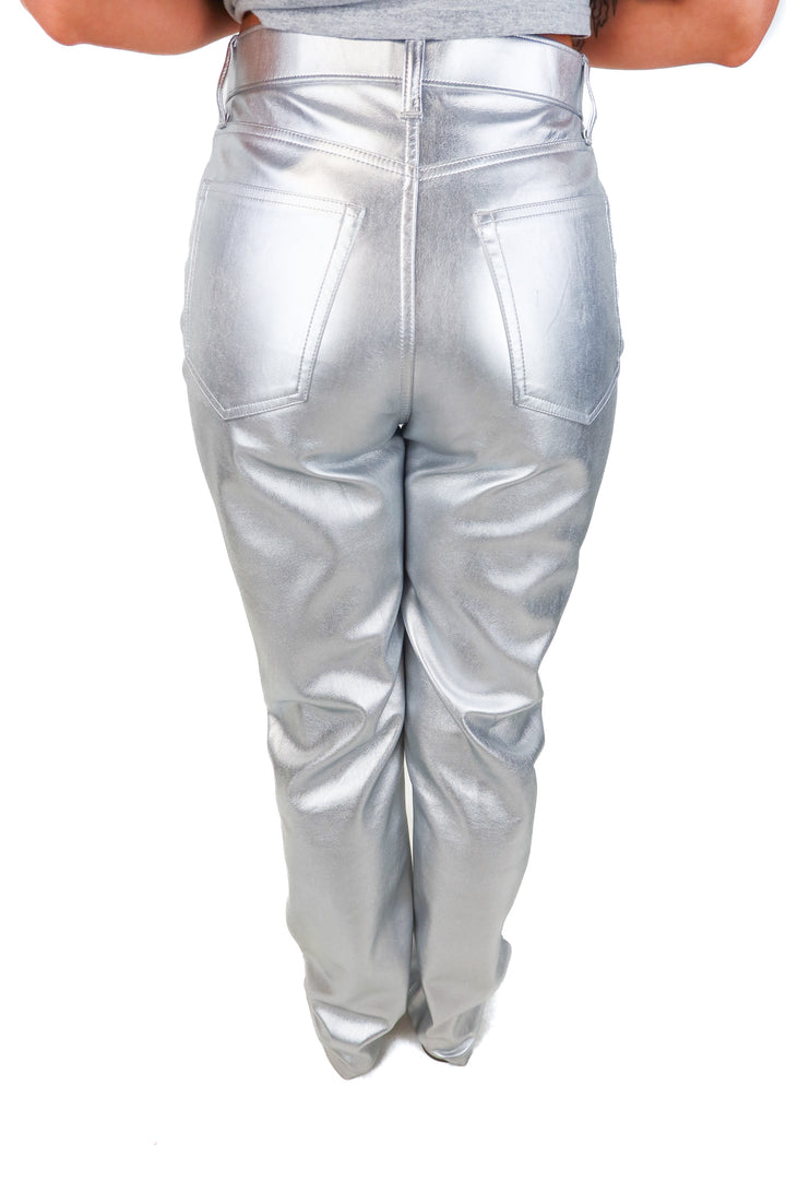 abercrombie & fitch silver metallic pants (6Long; retail $60)