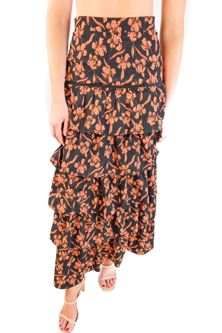allison floral tiered skirt (S)