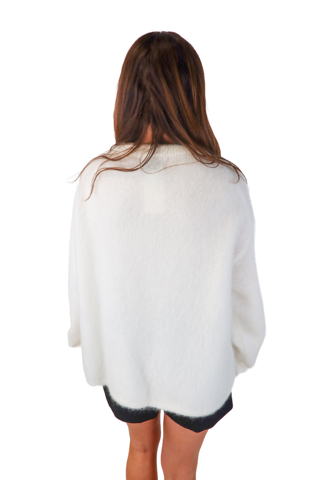 h&m edition white fuzzy sweater (s)
