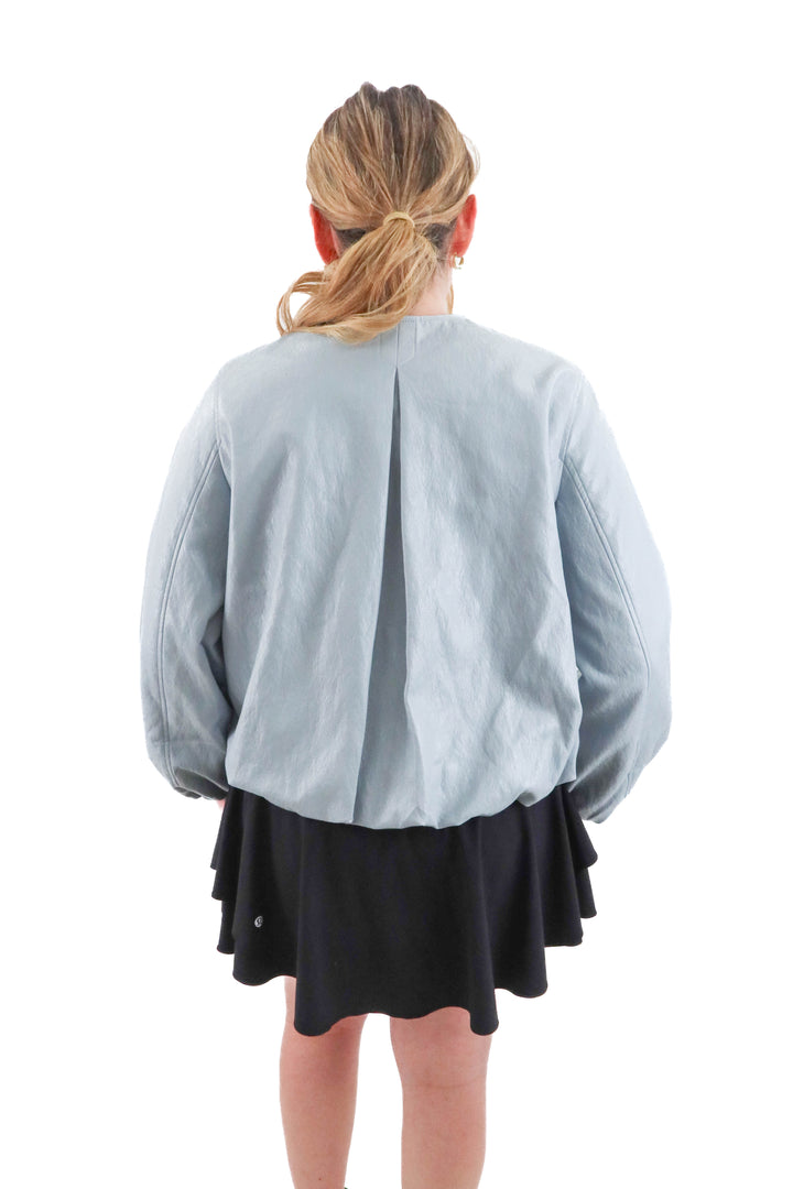 zara grey leather jacket NWT (xs; retail $259)