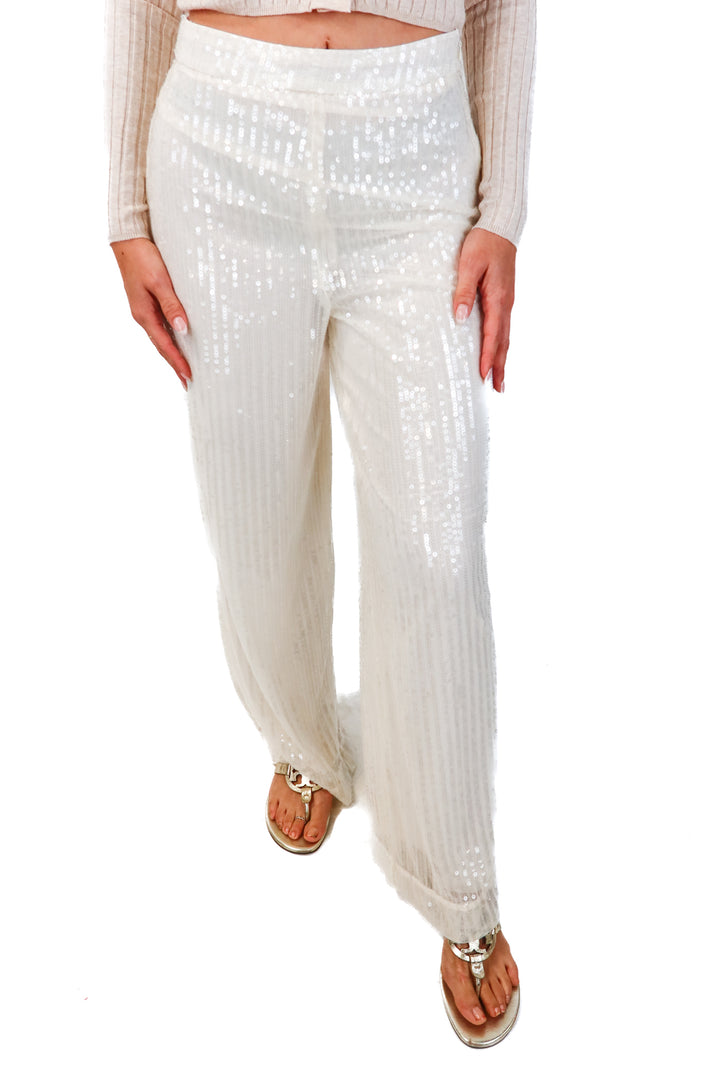 house of harlow white sequin pants (6; retail $123)