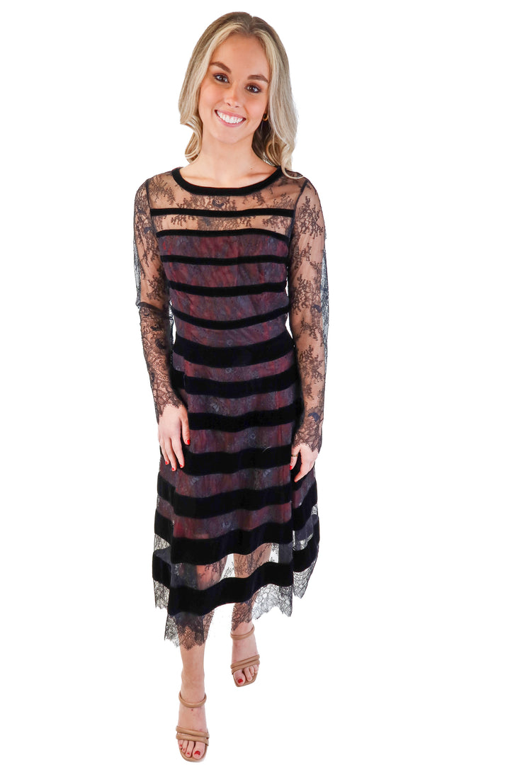 Sachin & Babi noir black lace midi dress NWT (4; retails for $725)*