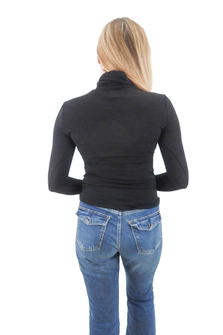 ramy brook black turtle neck top (s; retail $225)