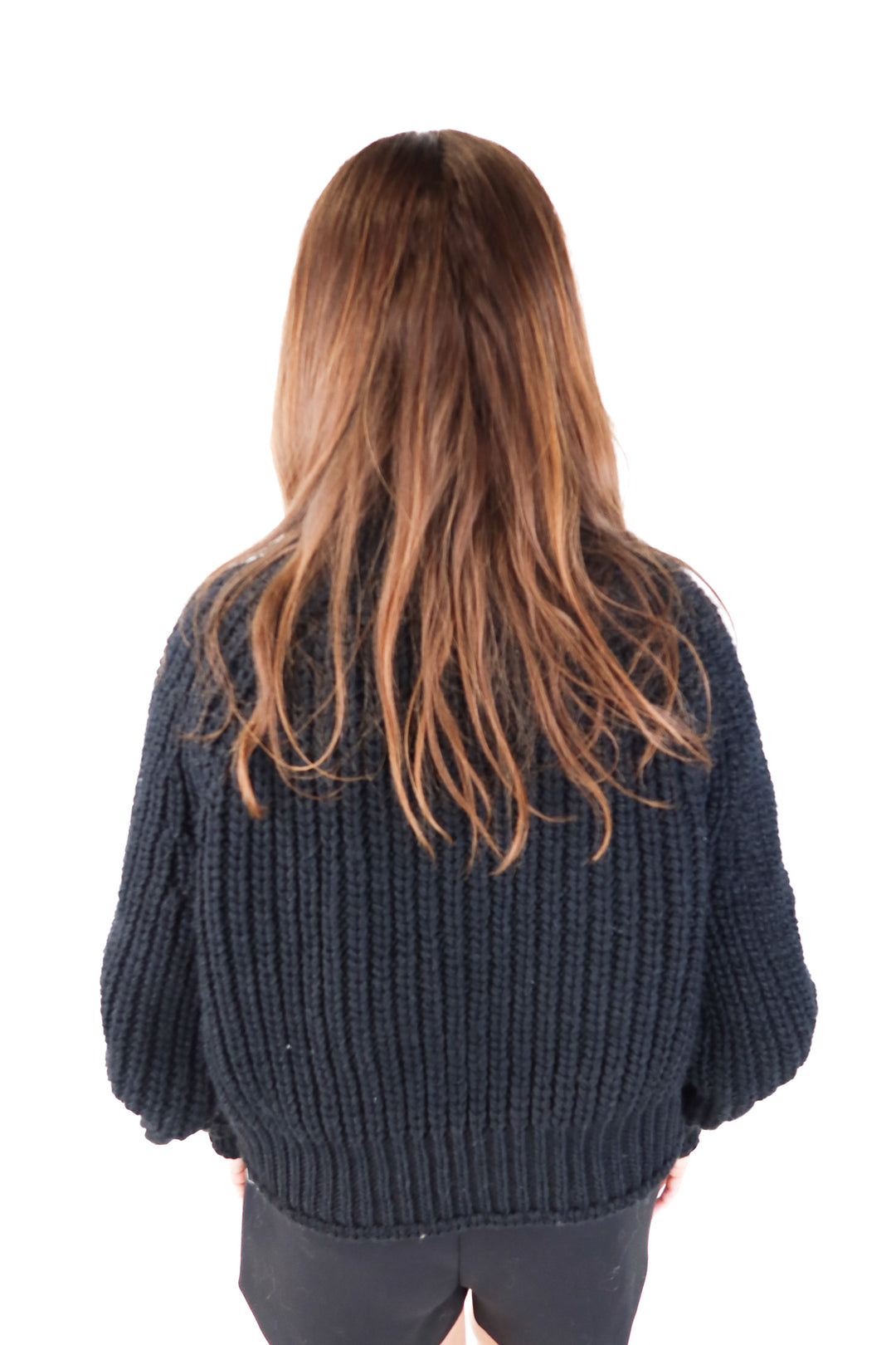 h&m black chunky knit turtleneck sweater (s)