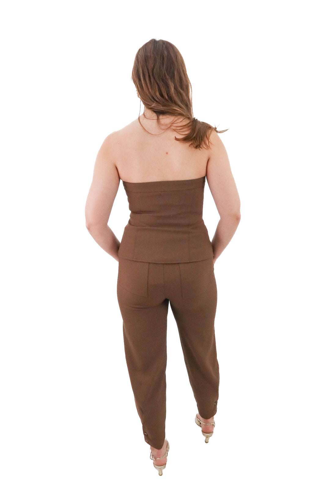 karina grimaldi brown pant and top set NWT (s; retail $498)