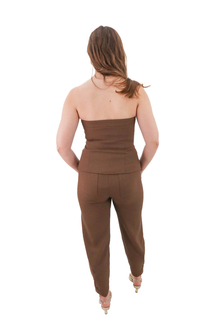 karina grimaldi brown pant and top set NWT (s; retail $498)