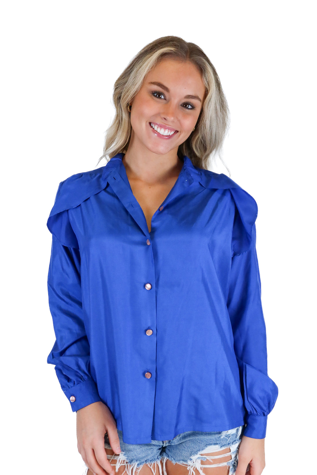 Peroche sky blue long sleeve button down (S)*