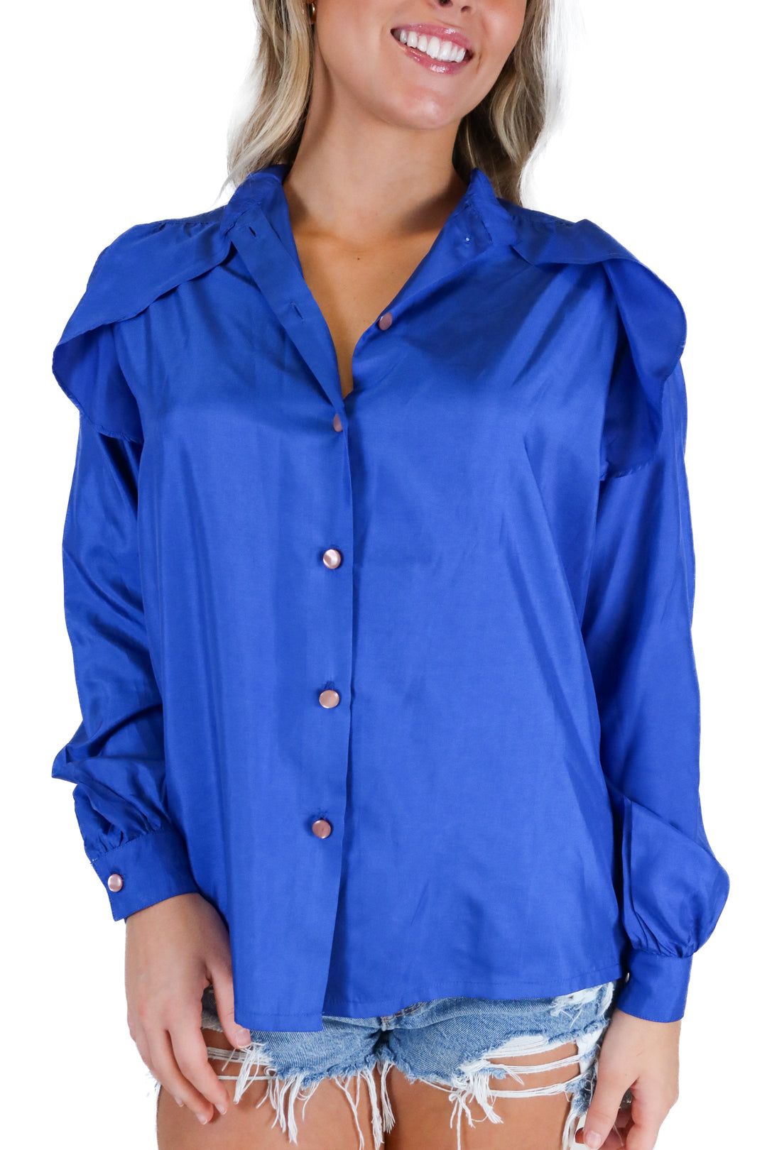 Peroche sky blue long sleeve button down (S)*