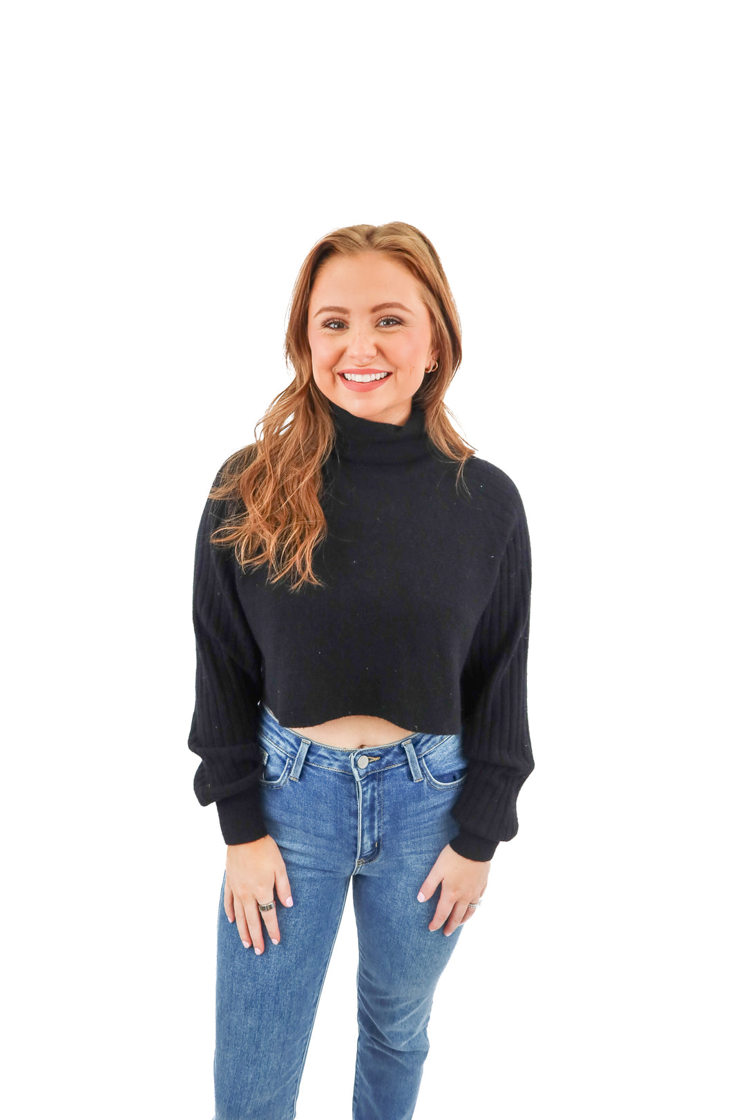AllSaints black cropped turtleneck sweater (S)