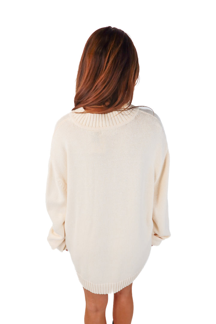 saddlebread cream knit quarter zip (XL)