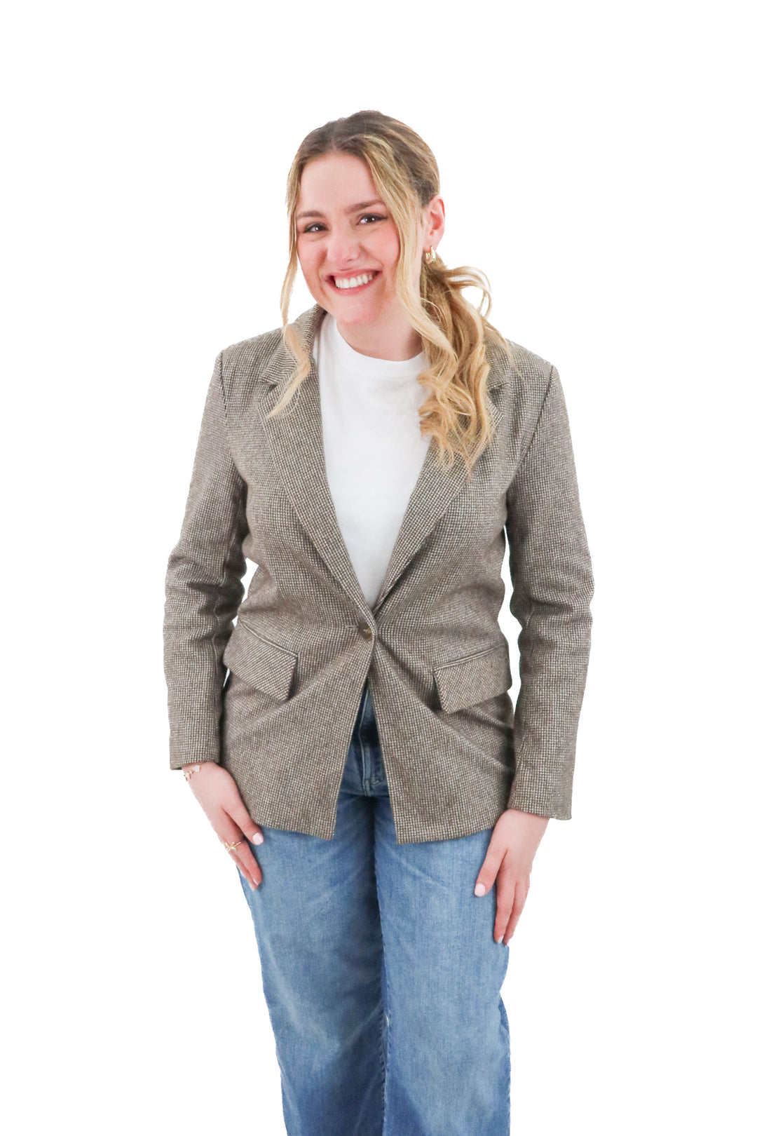z supply houndstooth blazer (s; retail $128)
