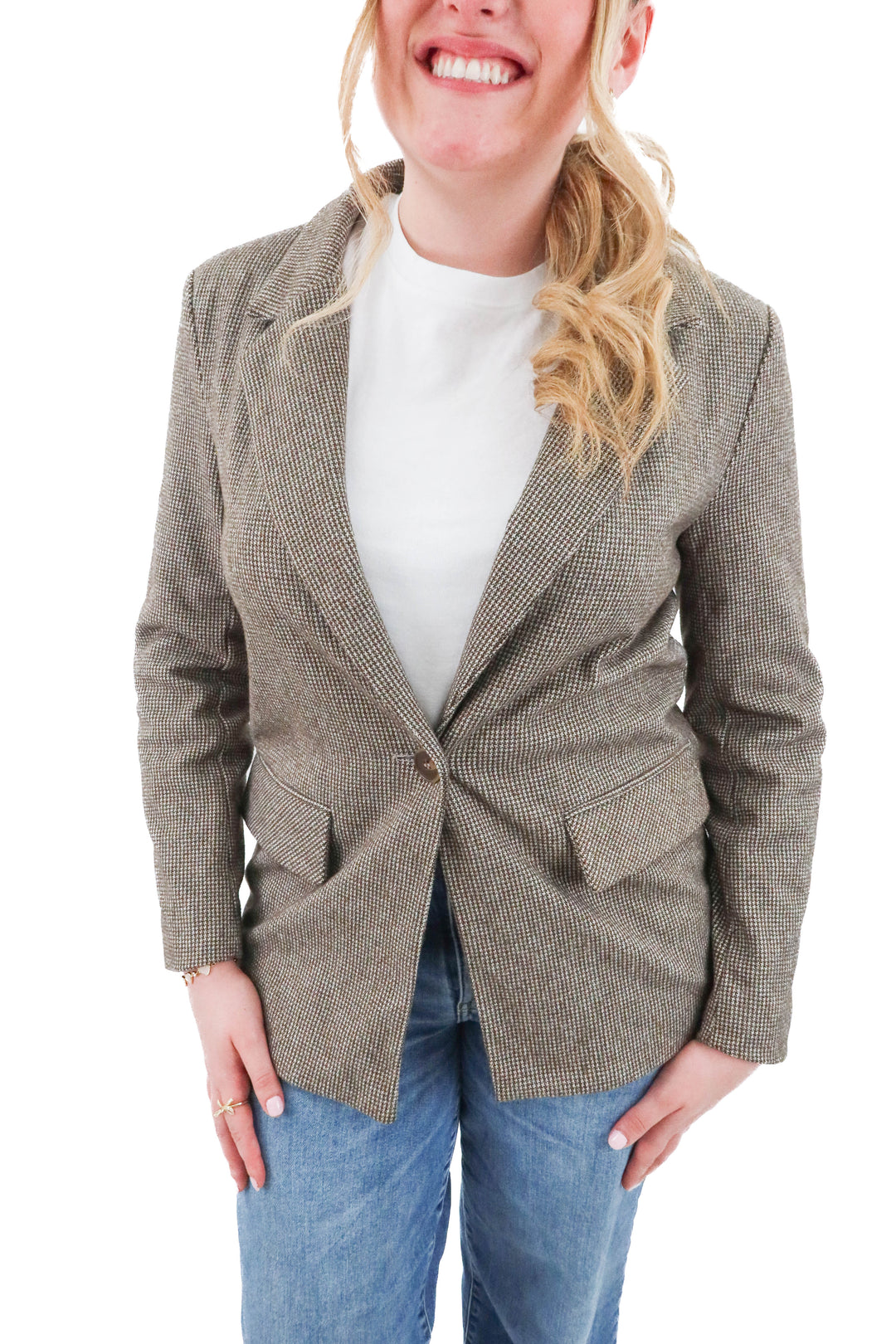 z supply houndstooth blazer (s; retail $128)