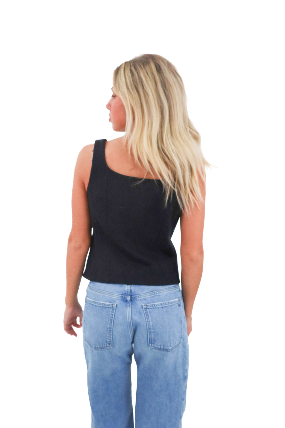 spanx black button tank (s; retail $68)