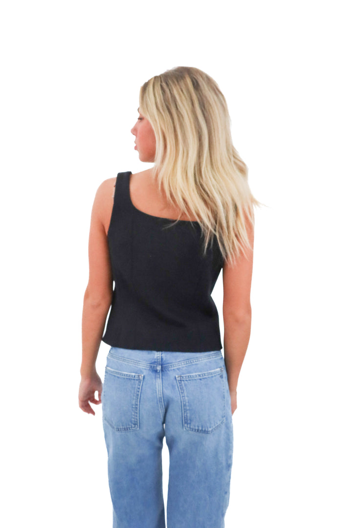 spanx black button tank (s; retail $68)